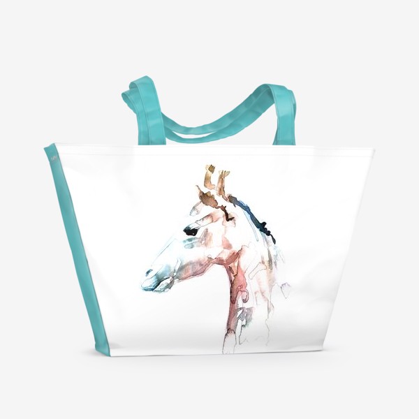 Пляжная сумка &laquo;Профиль жирафа. Акварельная серия животных&raquo;