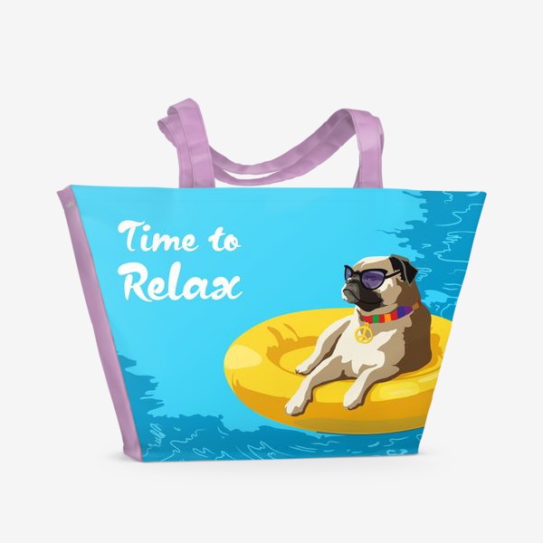 Пляжная сумка «Мопс в бассейне»