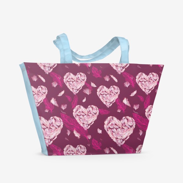 Пляжная сумка «Принт с сердцами»