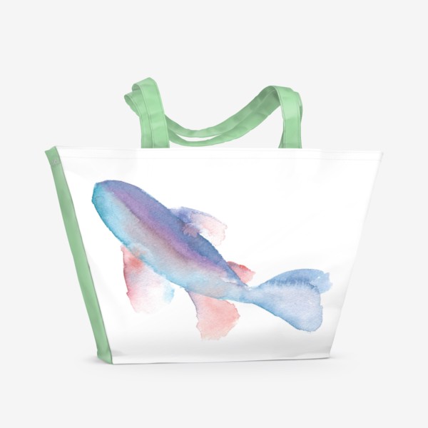 Пляжная сумка «Силуэт абстрактной рыбки, акварель»