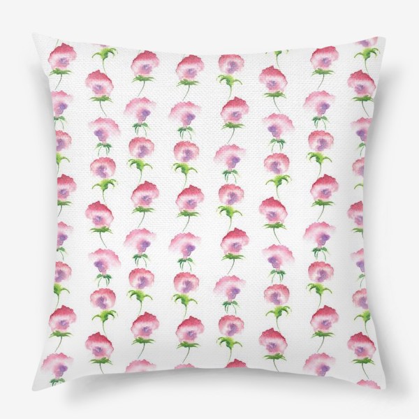 Подушка «Паттерн с розовыми цветами, акварель»
