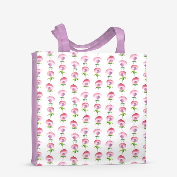 Сумка-шоппер «Паттерн с розовыми цветами, акварель»