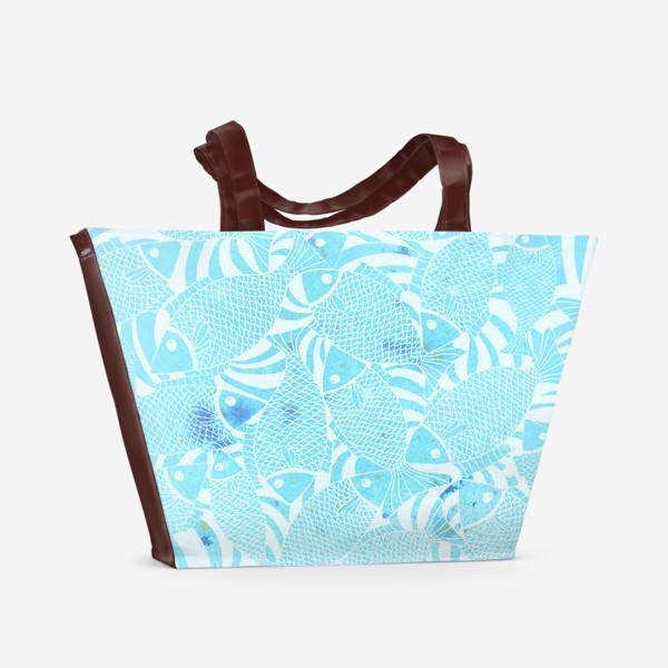 Пляжная сумка «Принт с рыбами на акварельном фоне»