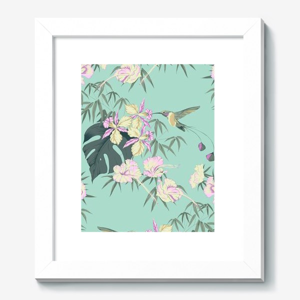 Картина «Тропические цветы и колибри»