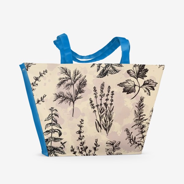 Пляжная сумка &laquo;Графический паттерн с травами&raquo;
