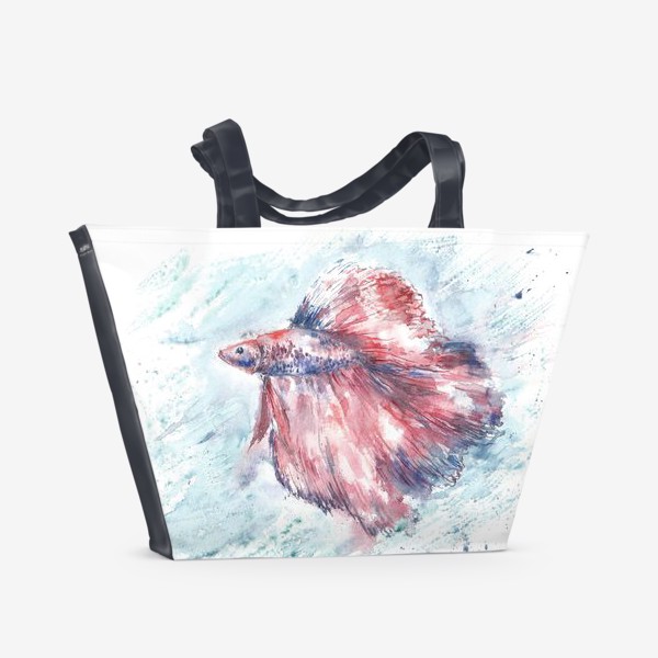 Пляжная сумка &laquo;Рыбка красный петушок. Акварель. ( Рыбы умеют хранить тайны )&raquo;