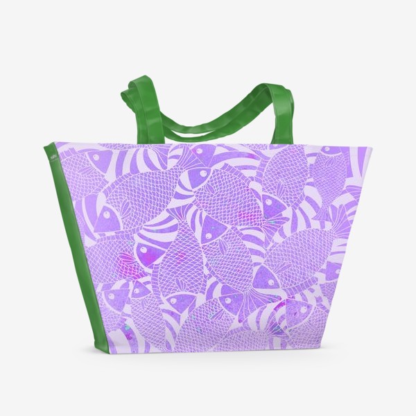 Пляжная сумка &laquo;Рыбы на розовом акварельном фоне&raquo;