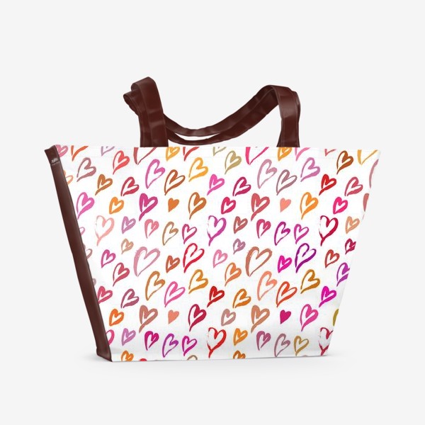 Пляжная сумка «Разноцветные сердечки. Бесшовный паттерн»