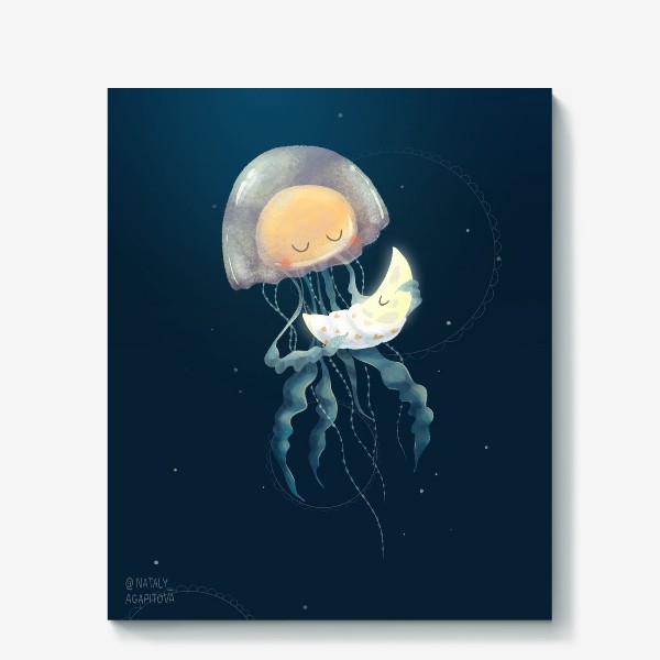 Холст «Сны. Медуза и малышка луна»