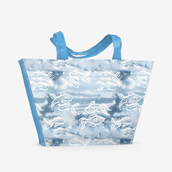 Пляжная сумка «Рыбы в акварельном море»