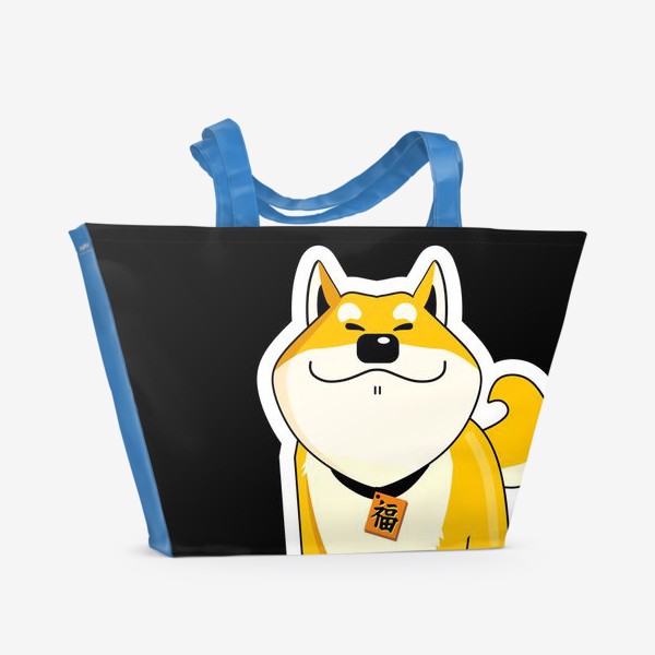 Пляжная сумка «Шиба-Ину, желтая собака »