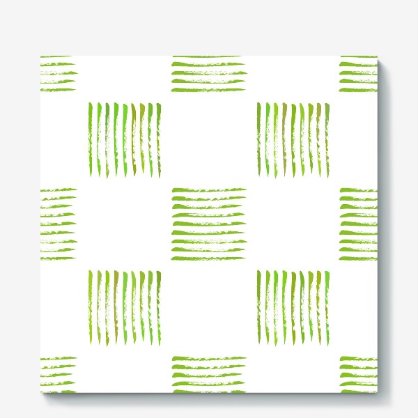 Холст «Зеленые полоски в квадратиках»