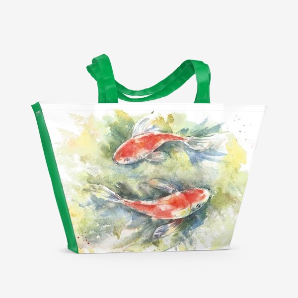Пляжная сумка «Золотые рыбки. Акварель»