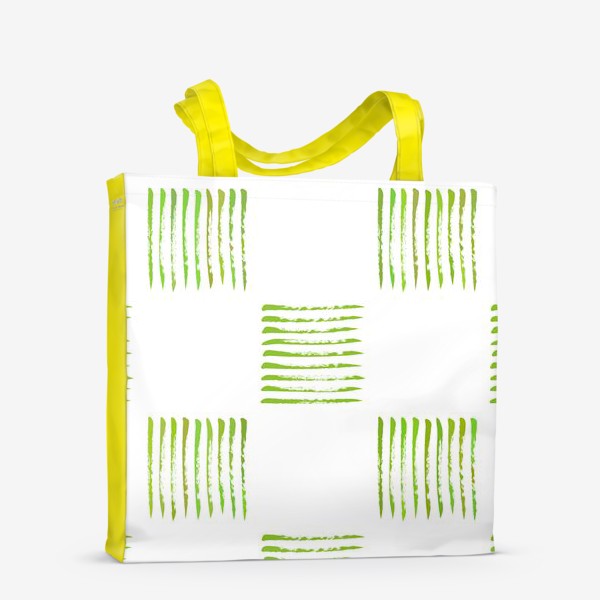 Сумка-шоппер «Зеленые полоски в квадратиках»