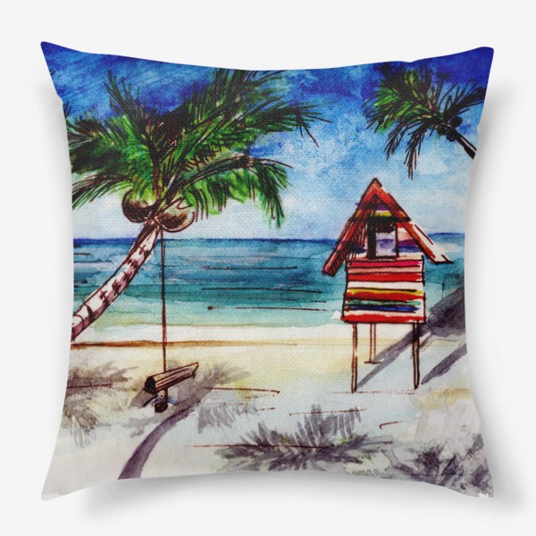 Подушка «Пальмы, море, пляж»