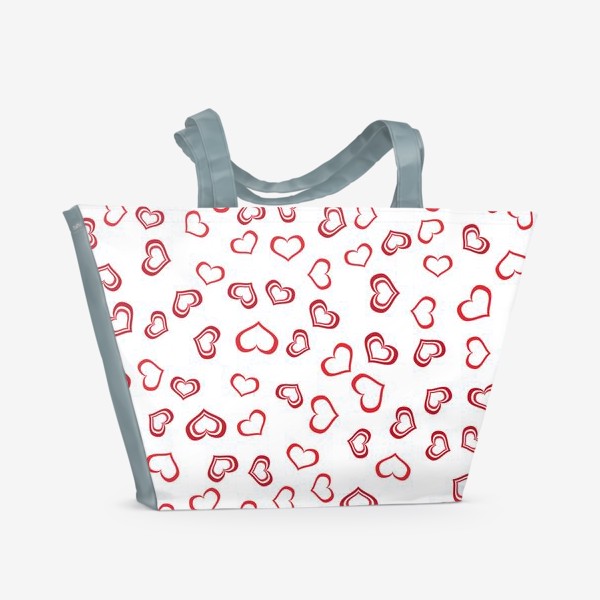Пляжная сумка «Сердечки красные»