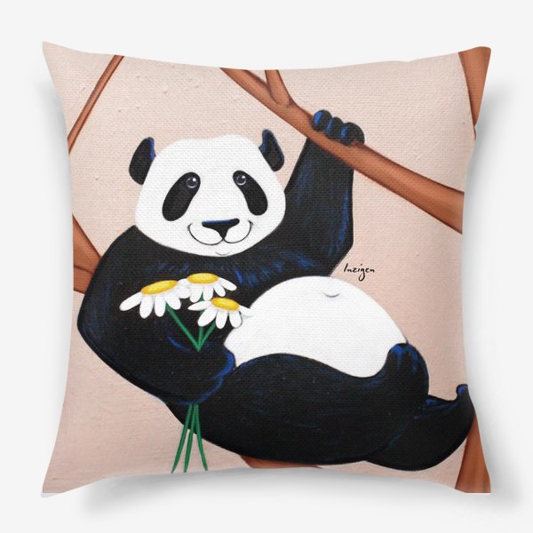 Подушка «Панда с ромашками»