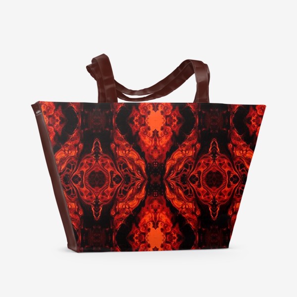 Пляжная сумка &laquo;Красное и черное - абстрактный узор&raquo;