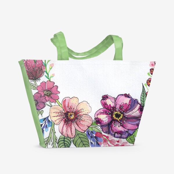 Пляжная сумка &laquo;Цветы в венке&raquo;