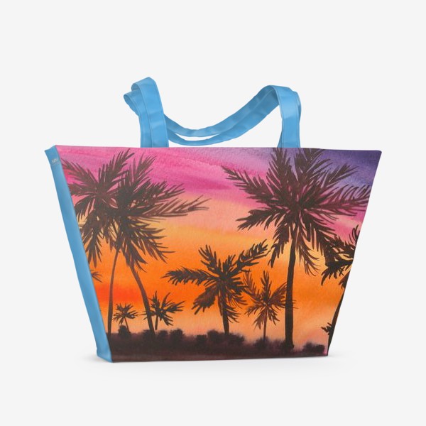 Пляжная сумка «Пальмы на закате»