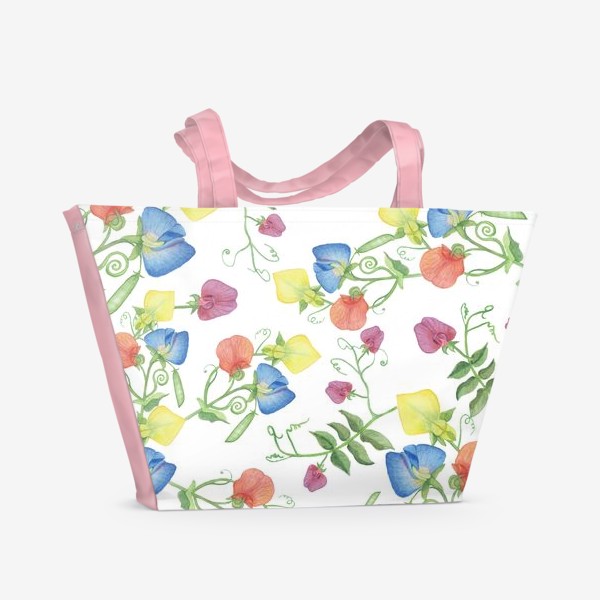 Пляжная сумка «Акварель Цветы горошек бесшовный рисунок.»