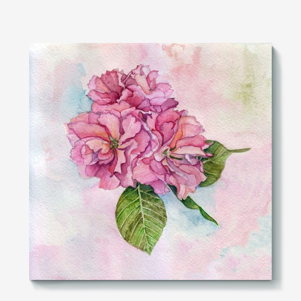 Холст &laquo;Акварель розовый Цветок яблони, сакура, вишня, цветы&raquo;