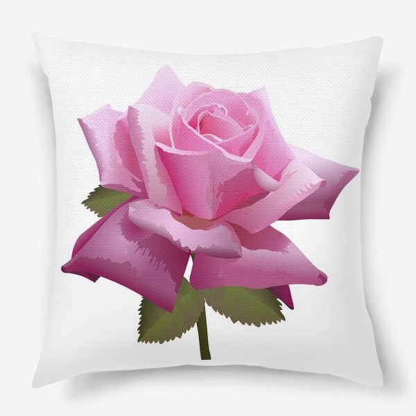 Подушка &laquo;Розовый цветок роза на белом фоне в векторной графике&raquo;