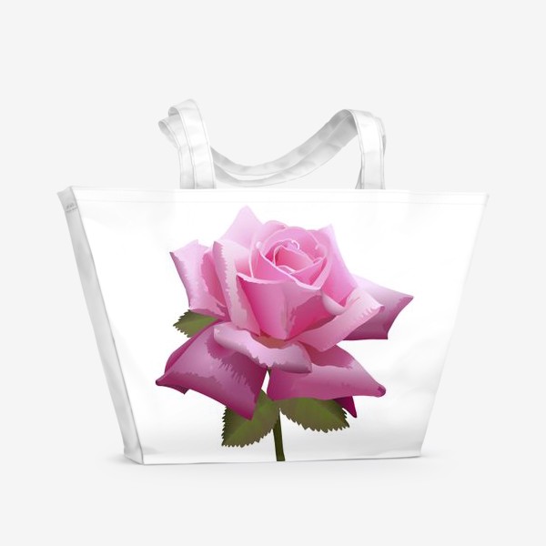 Пляжная сумка &laquo;Розовый цветок роза на белом фоне в векторной графике&raquo;