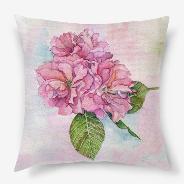 Подушка «Акварель розовый Цветок яблони, сакура, вишня, цветы»