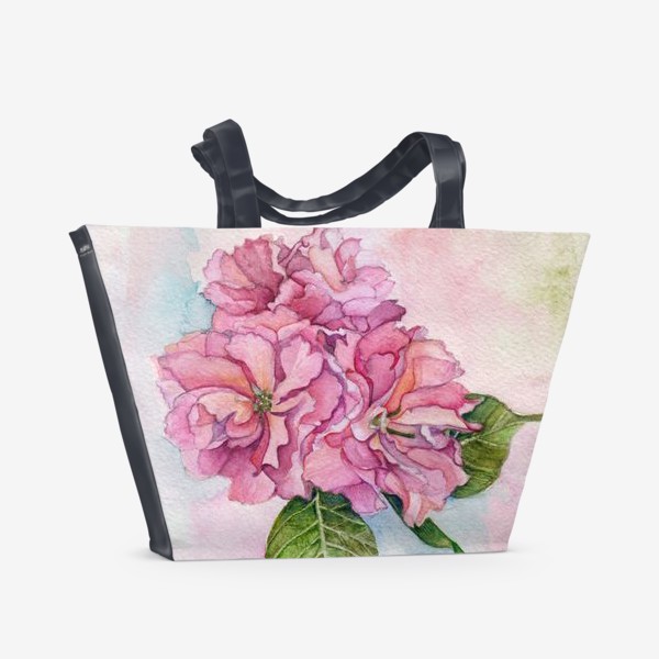 Пляжная сумка «Акварель розовый Цветок яблони, сакура, вишня, цветы»
