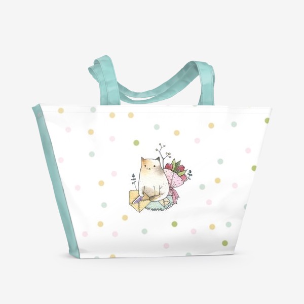 Пляжная сумка «кот и горох»