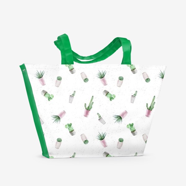 Пляжная сумка «Кактусы на белом»