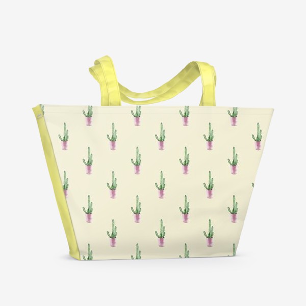 Пляжная сумка «Кактусы на желтом»