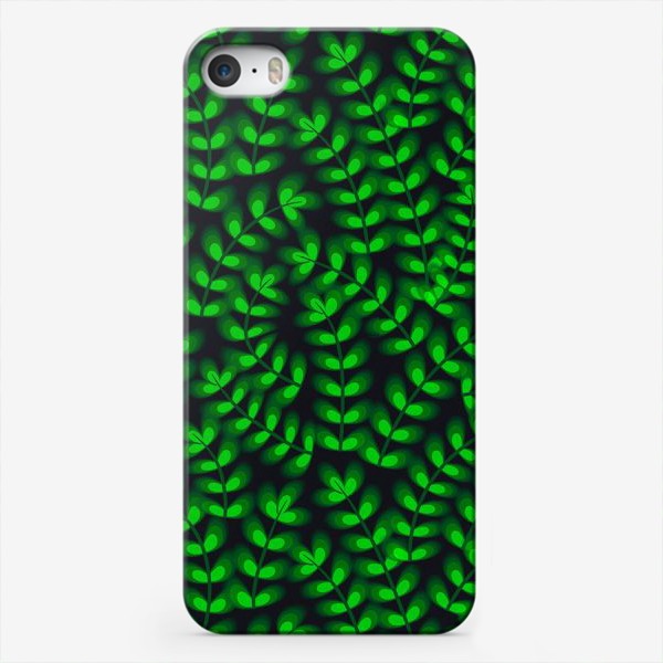 Чехол iPhone «Лесной узор. Зеленые листочки»