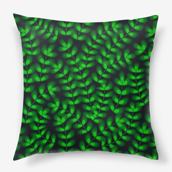 Подушка «Лесной узор. Зеленые листочки»