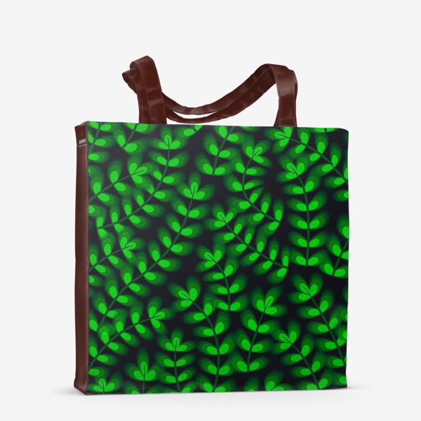 Сумка-шоппер &laquo;Лесной узор. Зеленые листочки&raquo;