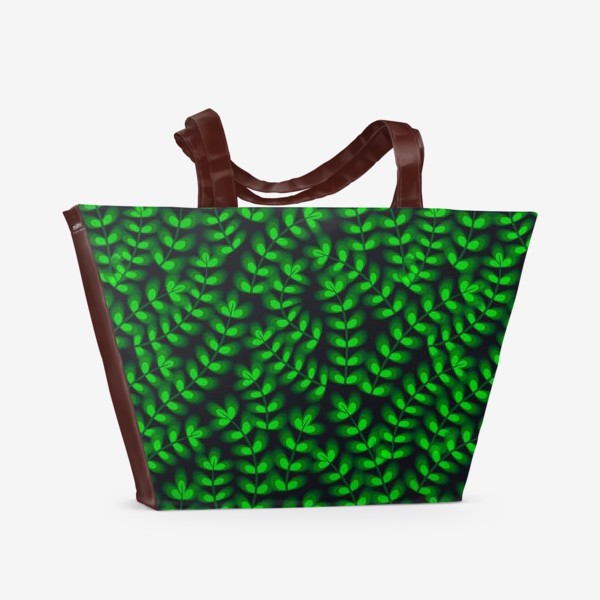 Пляжная сумка &laquo;Лесной узор. Зеленые листочки&raquo;