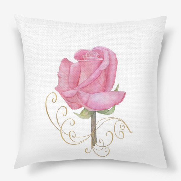 Подушка «Акварельный рисунок "Розовый цветок роза"»