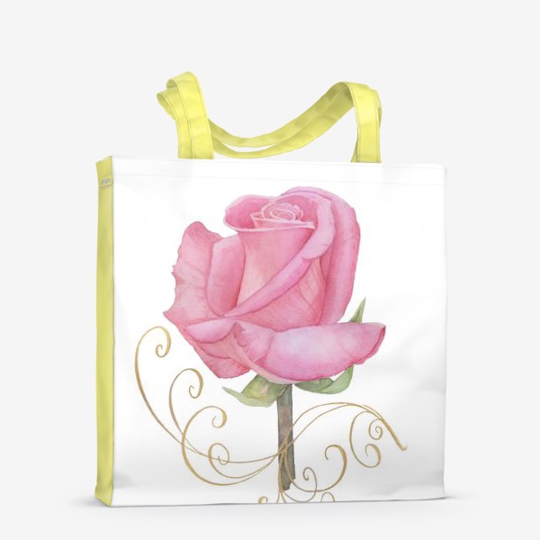 Сумка-шоппер &laquo;Акварельный рисунок "Розовый цветок роза"&raquo;