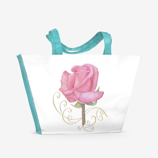 Пляжная сумка &laquo;Акварельный рисунок "Розовый цветок роза"&raquo;