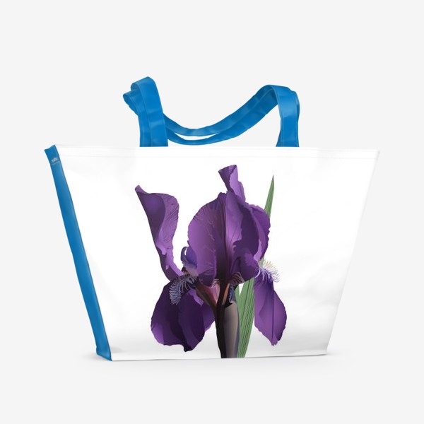 Пляжная сумка «Сиреневый цветок / бутон ирис на белом фоне»