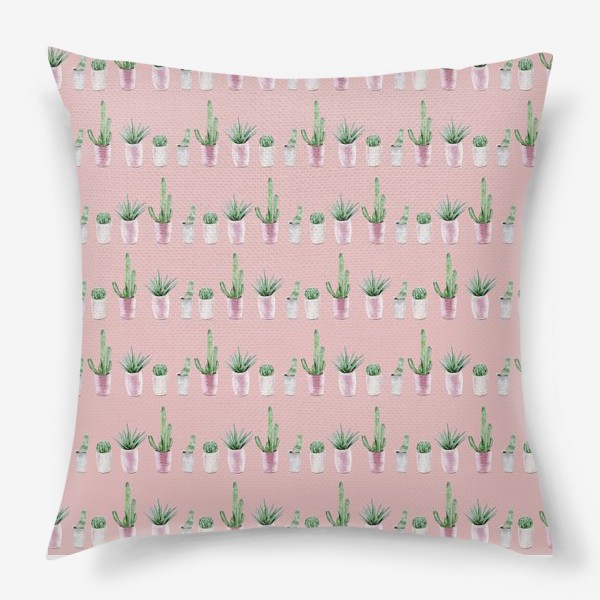 Подушка «Кактусы на розовом»
