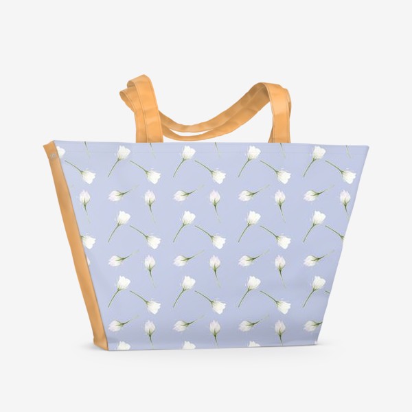 Пляжная сумка «Орнамент с белыми цветами »