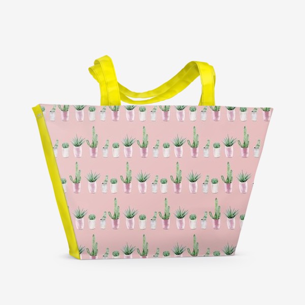 Пляжная сумка «Кактусы на розовом»