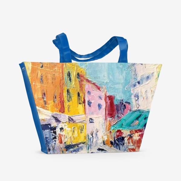Пляжная сумка «Городские улицы, живопись маслом»