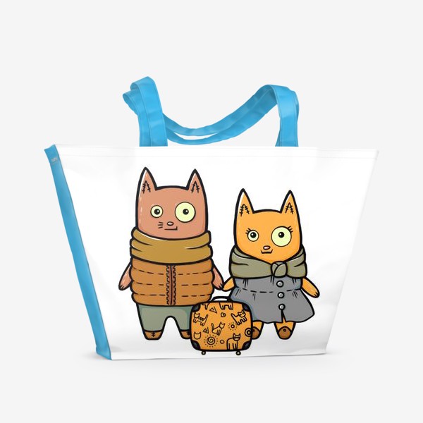 Пляжная сумка «Коты путешественники»