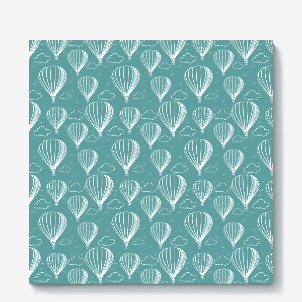Холст &laquo;Air balloons blue pattern&raquo;