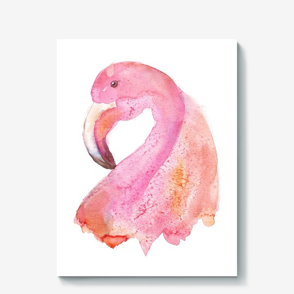 Холст «Акварельный фламинго»