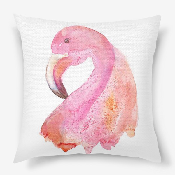 Подушка «Акварельный фламинго»