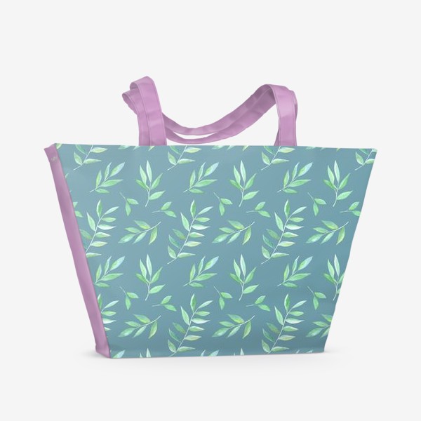 Пляжная сумка «Узор с листьями на темном фоне»